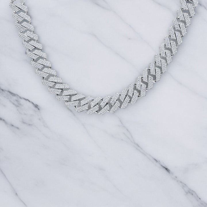 12mm .925 Sharp Lynk Chain - White Gold