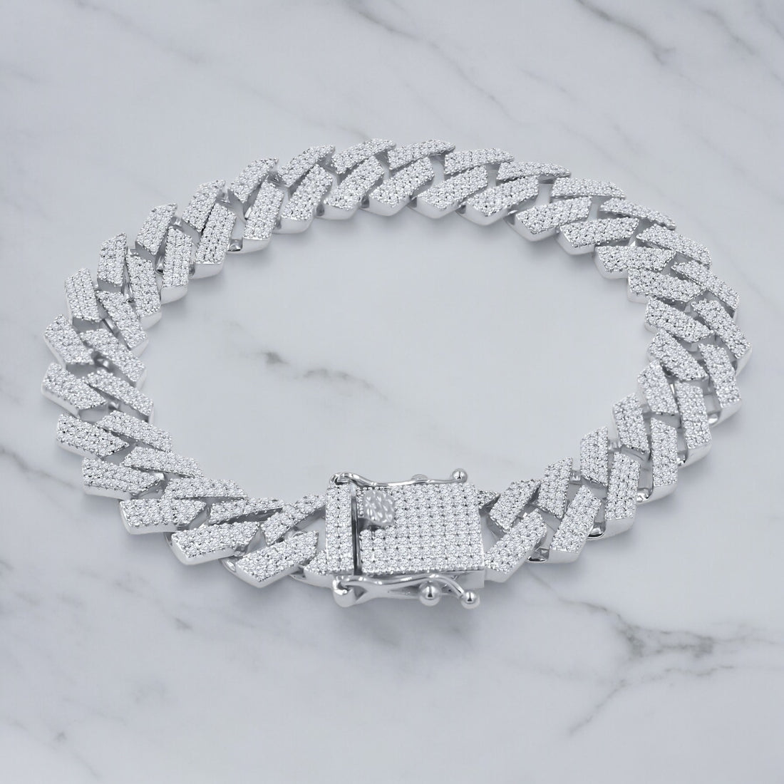 12mm .925 Sharp Lynk Bracelet - White Gold