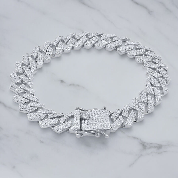 12mm .925 Sharp Lynk Bracelet - White Gold