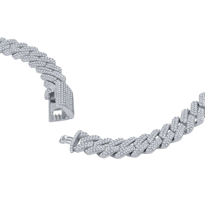 8mm .925 Prong-Set Iced Chain - White Gold