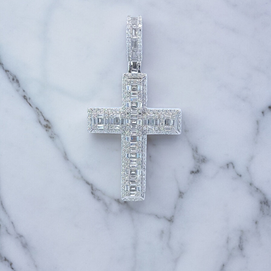 Iced Baguette Cross Pendant