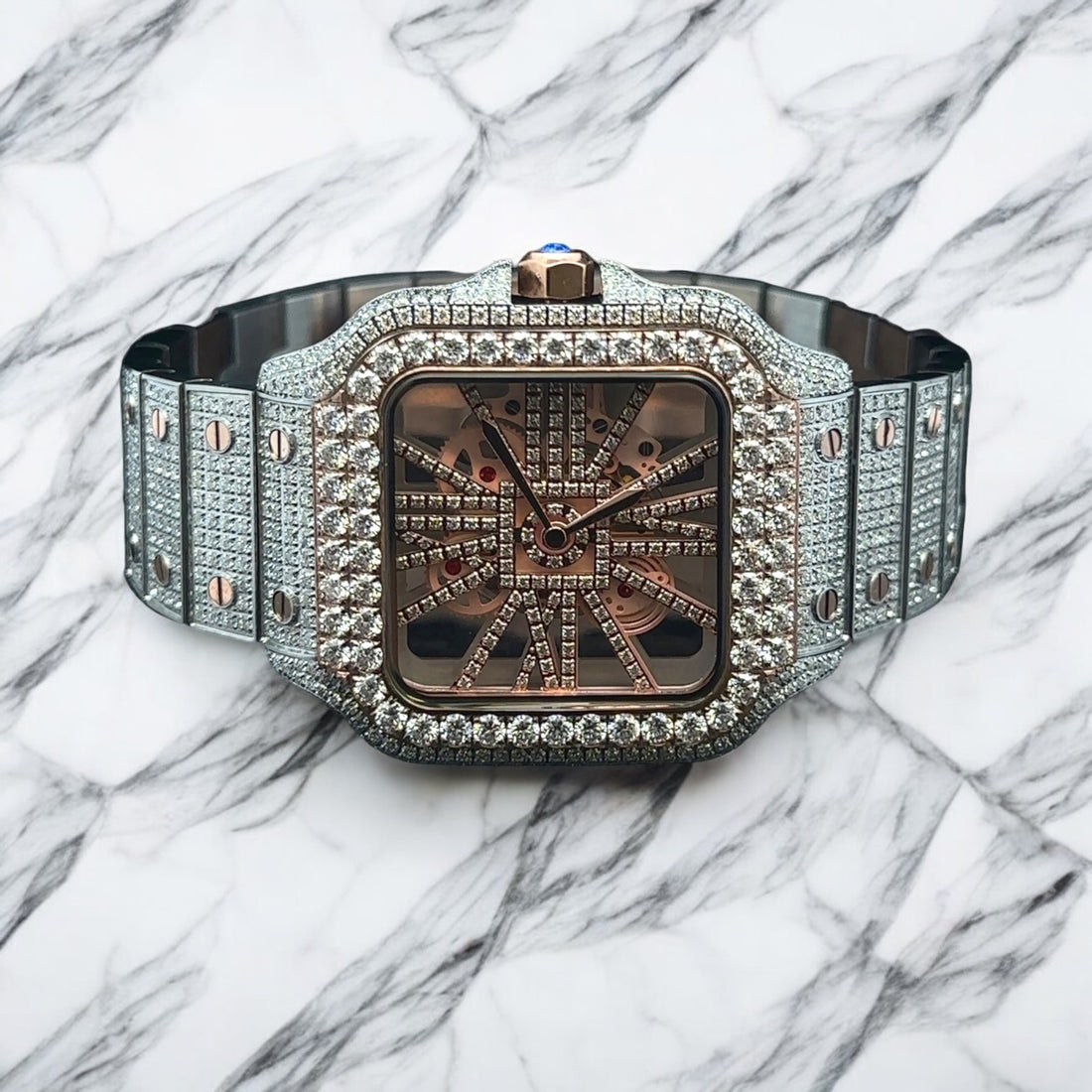 LYNK Nebula Iced Moissanite Watch - Rose Gold