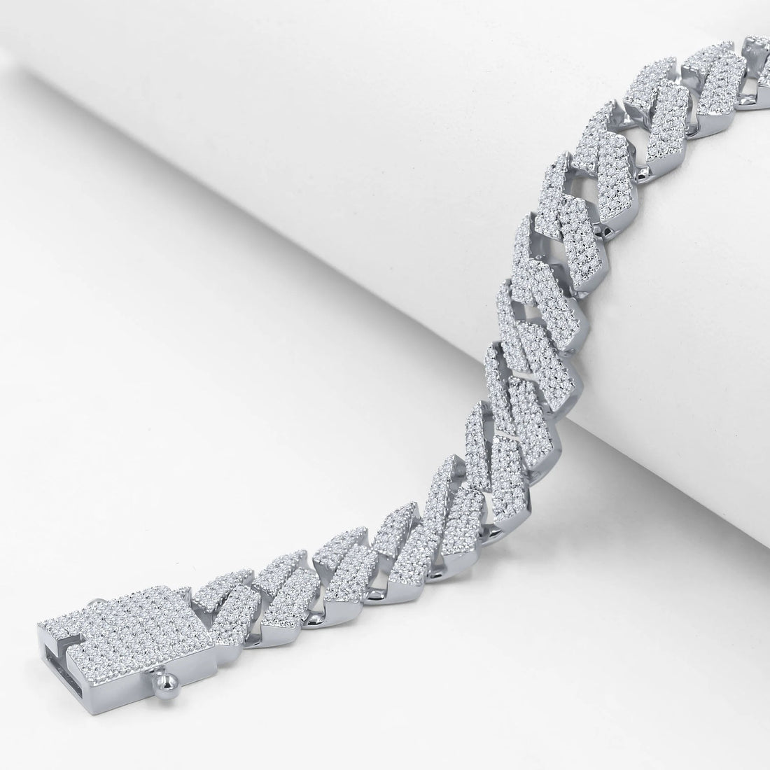 12mm .925 Sharp Lynk Bracelet - White Gold