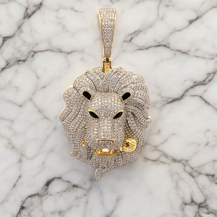 Iced Lion Pendant - Gold